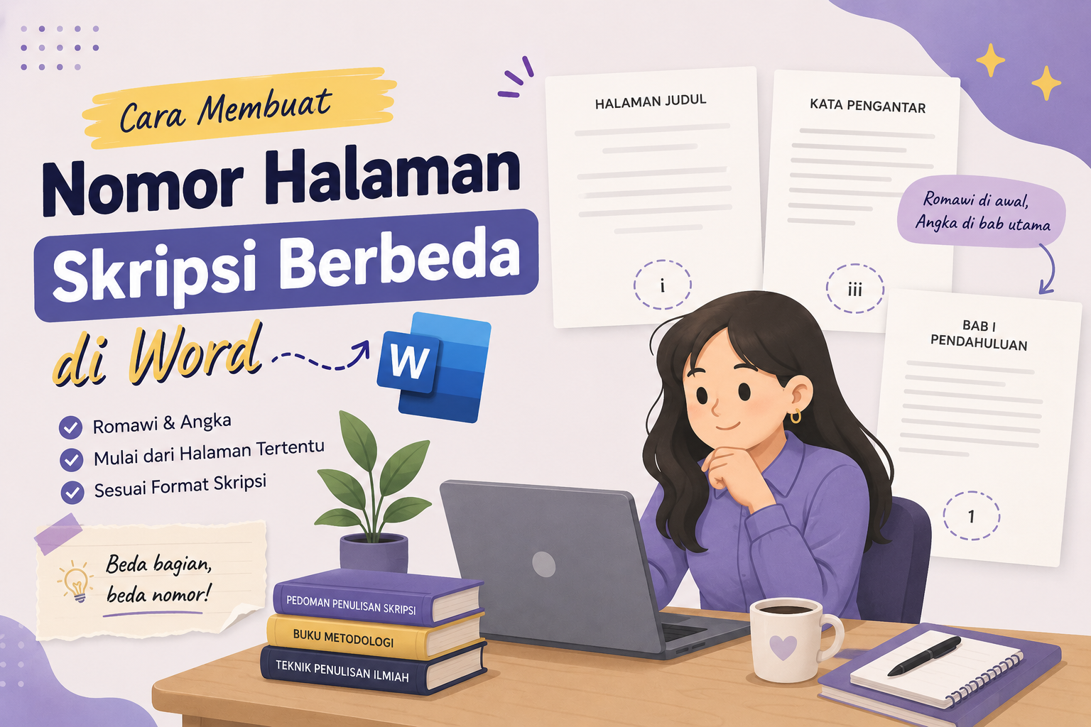Cara Membuat Nomor Halaman Skripsi Berbeda di Word